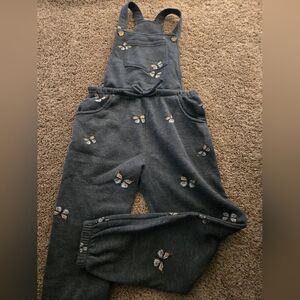 Warm Butterfly Print Bib Overalls